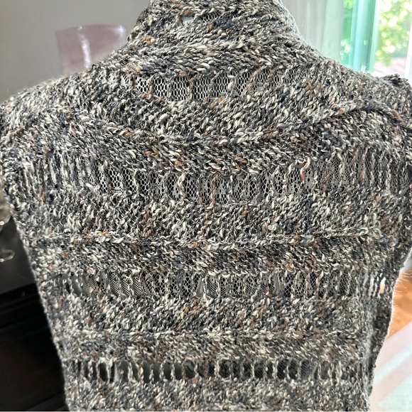 Chunky Knit Open Front Sweater Vest Cardigan – Neutral Gray Multi - Picture 9 of 15